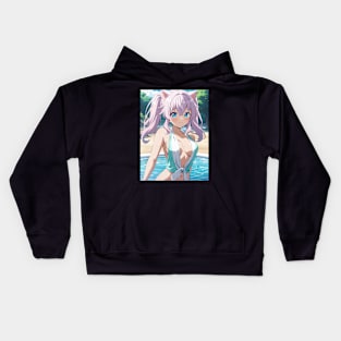 Anime Girl Beach Day Kids Hoodie